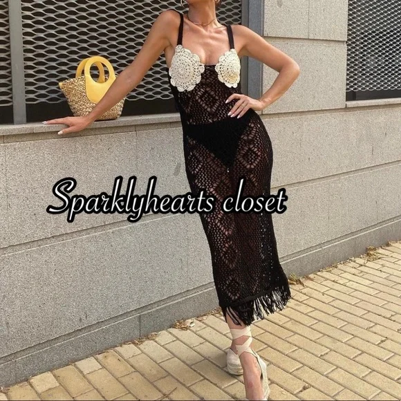 crochet dress zara Zara Rose Crochet Maxi Dress main image 0